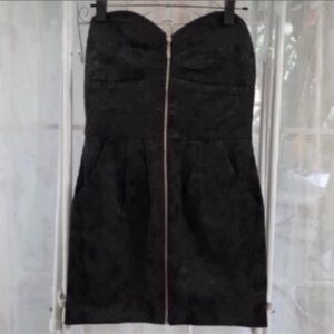 Y2K XOXO Black Strapless Full Front Zipper w/Floral Print on Dress, Juniors M